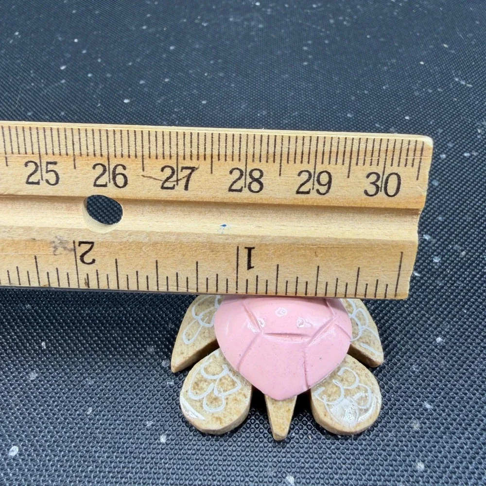 Handcrafted Ecuador Stone Turtle Figurine Pink Shell Miniature Folk Art 1 Inch